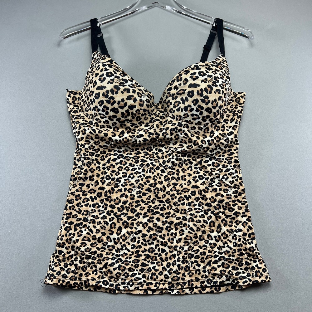 Juicy Couture Camisole Tank Women XL Multicolor Leopard Print Built In Underwire